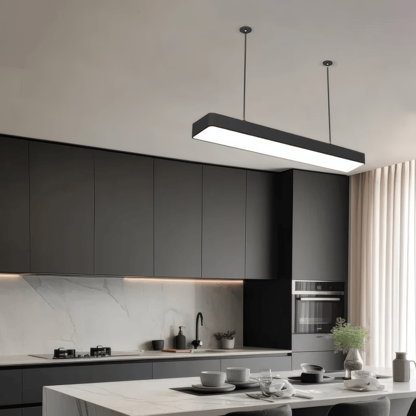 Rectangular Black Pendant Lightfor Kitchen insland